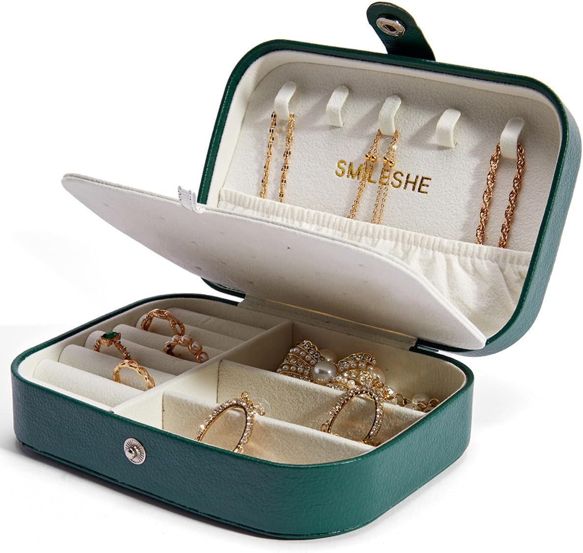 Travel Velvet Jewelry Box with Mirror, Mini Gifts Case for Women Girls, Small Portable Organizer Boxes for Rings Earrings Necklaces Bracelets