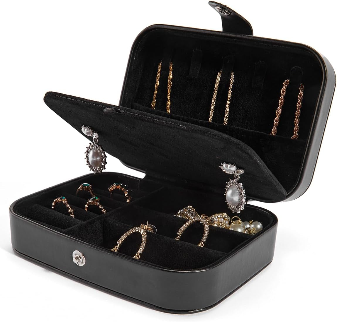 Travel Velvet Jewelry Box with Mirror, Mini Gifts Case for Women Girls, Small Portable Organizer Boxes for Rings Earrings Necklaces Bracelets