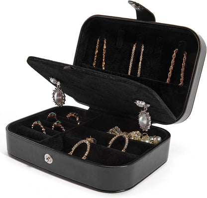 Travel Velvet Jewelry Box with Mirror, Mini Gifts Case for Women Girls, Small Portable Organizer Boxes for Rings Earrings Necklaces Bracelets