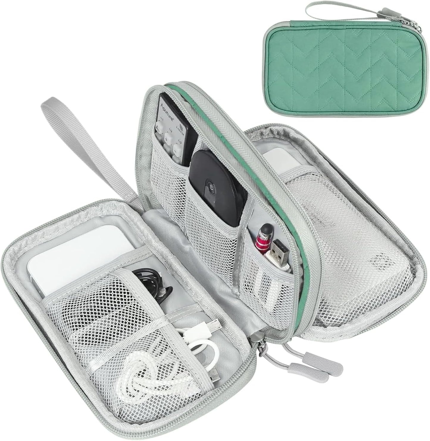 Travel Cable Organizer Pouch Electronic Accessories Carry Case Portable Waterproof Double Layers All-In-One Storage Bag for Cord, Charger, Phone, Earphone Black