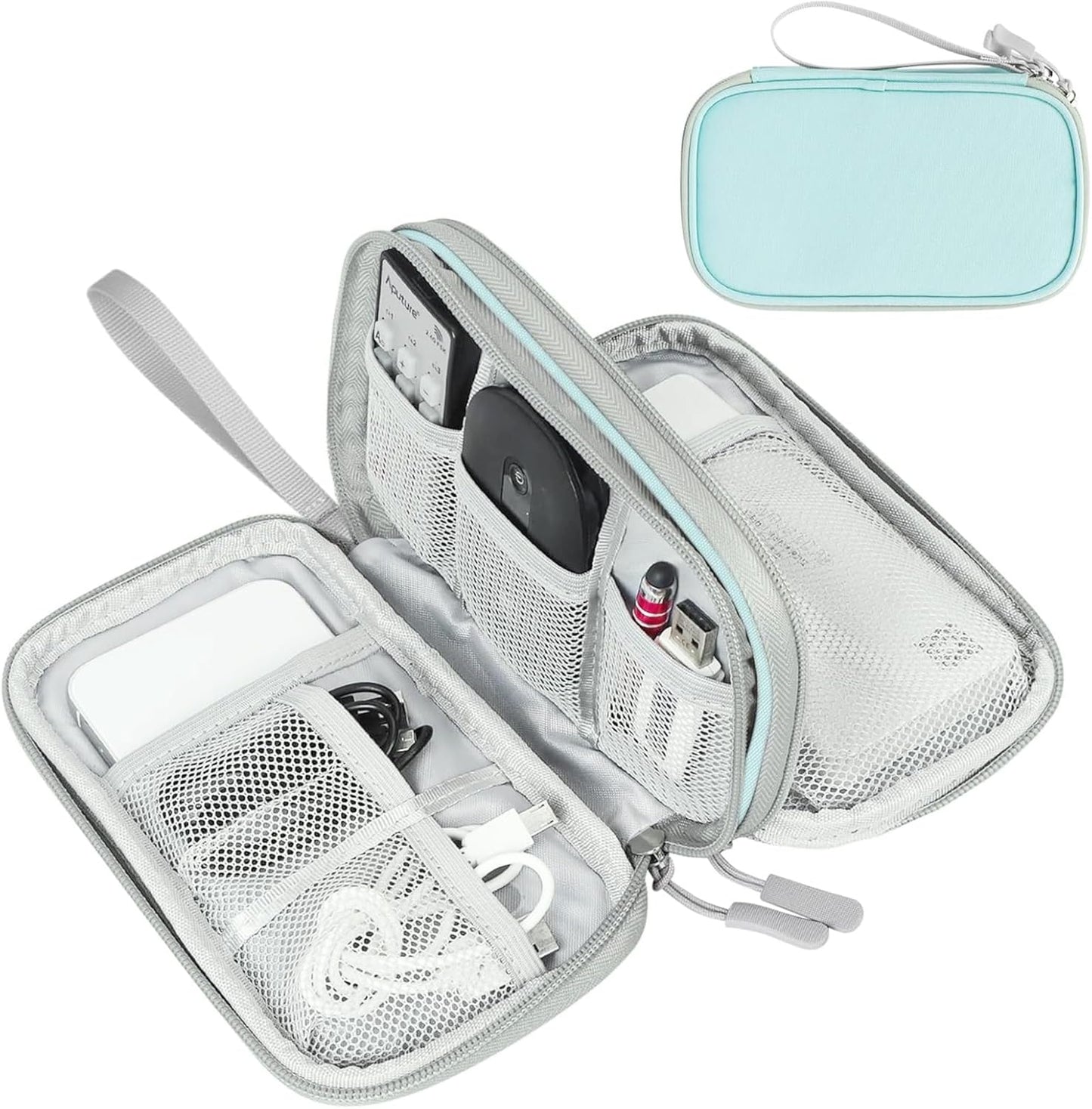 Travel Cable Organizer Pouch Electronic Accessories Carry Case Portable Waterproof Double Layers All-In-One Storage Bag for Cord, Charger, Phone, Earphone Black