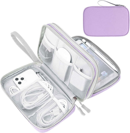 Travel Cable Organizer Pouch Electronic Accessories Carry Case Portable Waterproof Double Layers All-In-One Storage Bag for Cord, Charger, Phone, Earphone Black