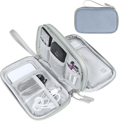 Travel Cable Organizer Pouch Electronic Accessories Carry Case Portable Waterproof Double Layers All-In-One Storage Bag for Cord, Charger, Phone, Earphone Black
