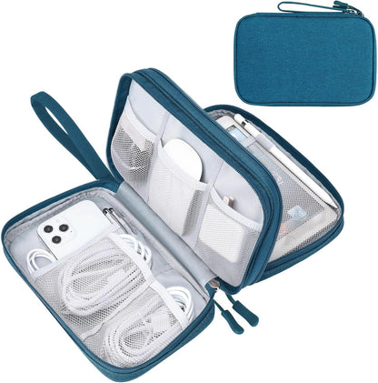 Travel Cable Organizer Pouch Electronic Accessories Carry Case Portable Waterproof Double Layers All-In-One Storage Bag for Cord, Charger, Phone, Earphone Black