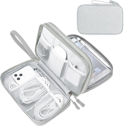 Travel Cable Organizer Pouch Electronic Accessories Carry Case Portable Waterproof Double Layers All-In-One Storage Bag for Cord, Charger, Phone, Earphone Black