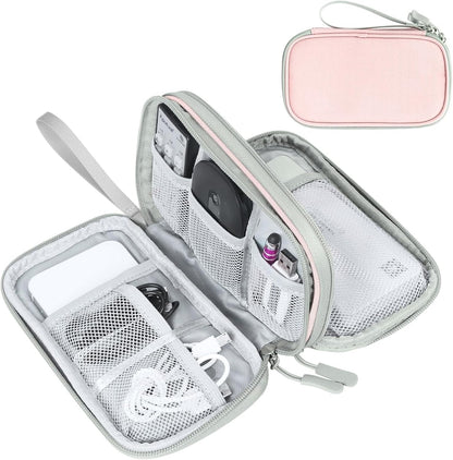Travel Cable Organizer Pouch Electronic Accessories Carry Case Portable Waterproof Double Layers All-In-One Storage Bag for Cord, Charger, Phone, Earphone Black