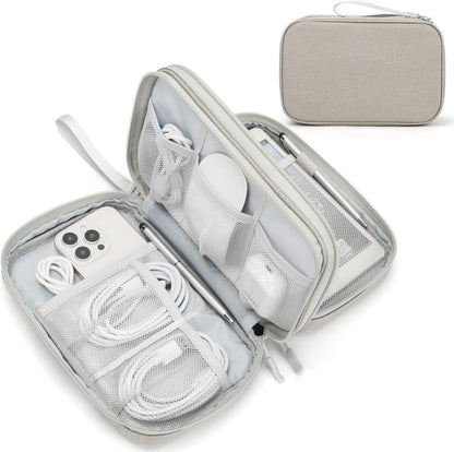 Travel Cable Organizer Pouch Electronic Accessories Carry Case Portable Waterproof Double Layers All-In-One Storage Bag for Cord, Charger, Phone, Earphone Black