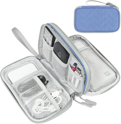 Travel Cable Organizer Pouch Electronic Accessories Carry Case Portable Waterproof Double Layers All-In-One Storage Bag for Cord, Charger, Phone, Earphone Black