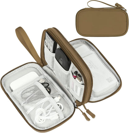 Travel Cable Organizer Pouch Electronic Accessories Carry Case Portable Waterproof Double Layers All-In-One Storage Bag for Cord, Charger, Phone, Earphone Black