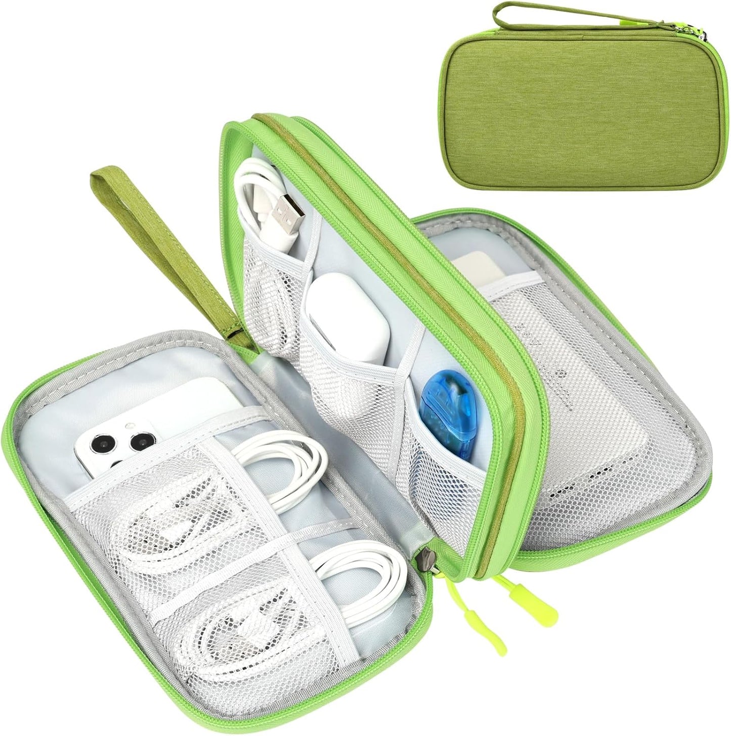 Travel Cable Organizer Pouch Electronic Accessories Carry Case Portable Waterproof Double Layers All-In-One Storage Bag for Cord, Charger, Phone, Earphone Black