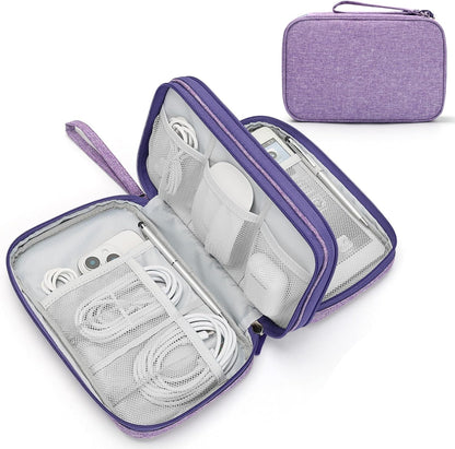 Travel Cable Organizer Pouch Electronic Accessories Carry Case Portable Waterproof Double Layers All-In-One Storage Bag for Cord, Charger, Phone, Earphone Black