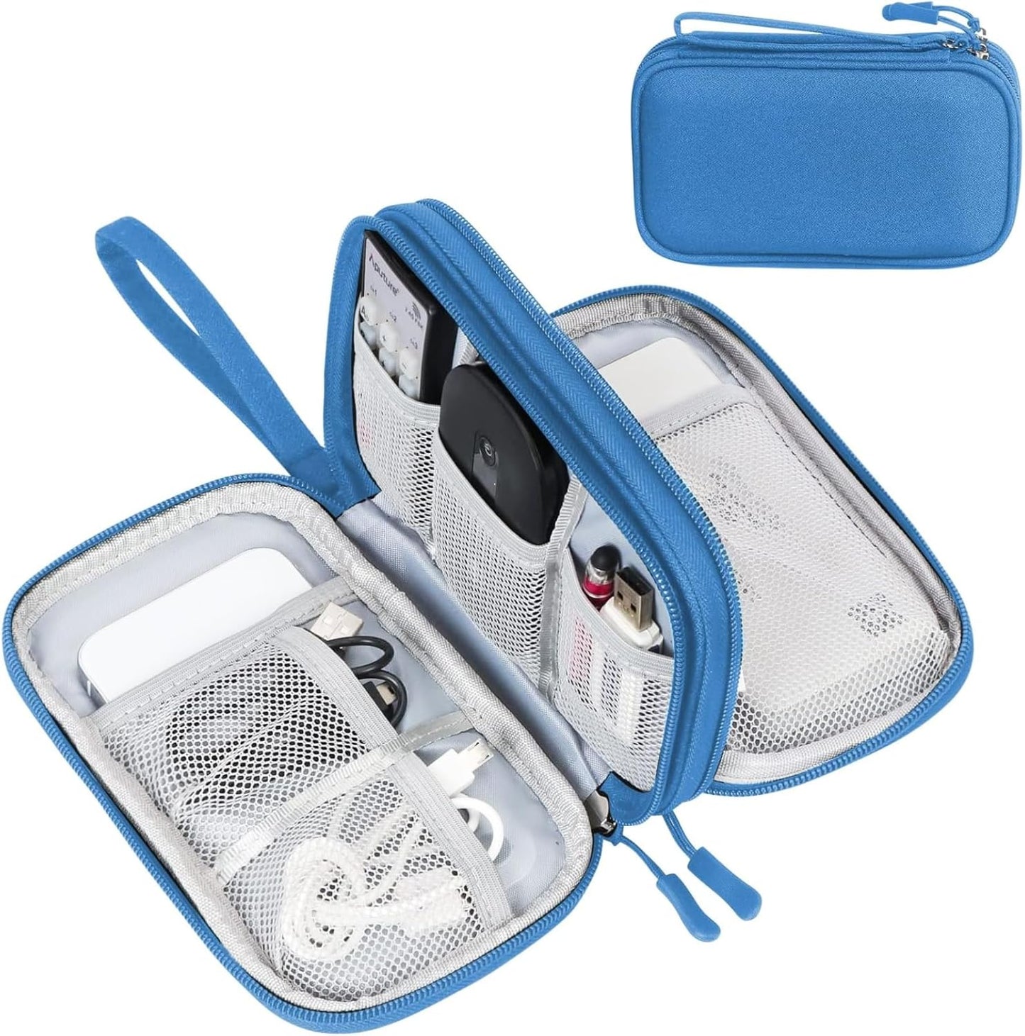 Travel Cable Organizer Pouch Electronic Accessories Carry Case Portable Waterproof Double Layers All-In-One Storage Bag for Cord, Charger, Phone, Earphone Black