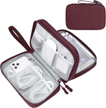 Travel Cable Organizer Pouch Electronic Accessories Carry Case Portable Waterproof Double Layers All-In-One Storage Bag for Cord, Charger, Phone, Earphone Black