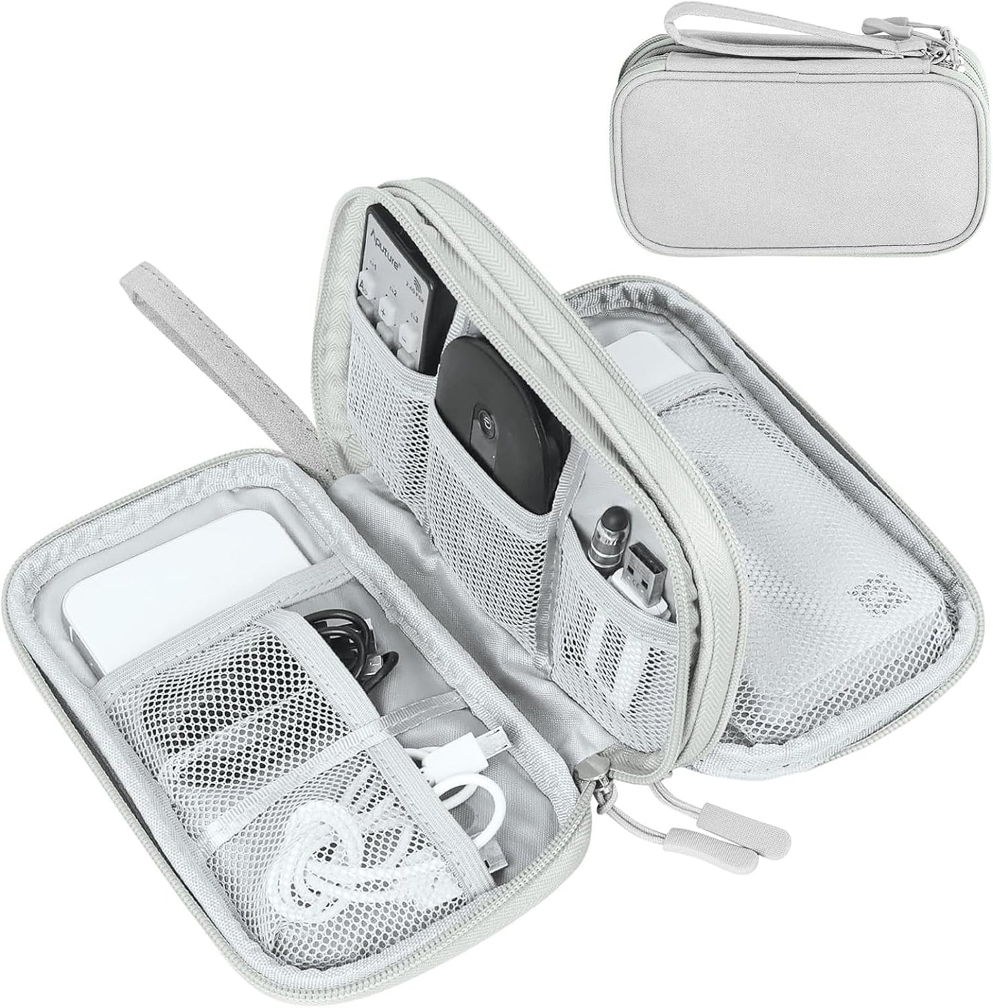 Travel Cable Organizer Pouch Electronic Accessories Carry Case Portable Waterproof Double Layers All-In-One Storage Bag for Cord, Charger, Phone, Earphone Black