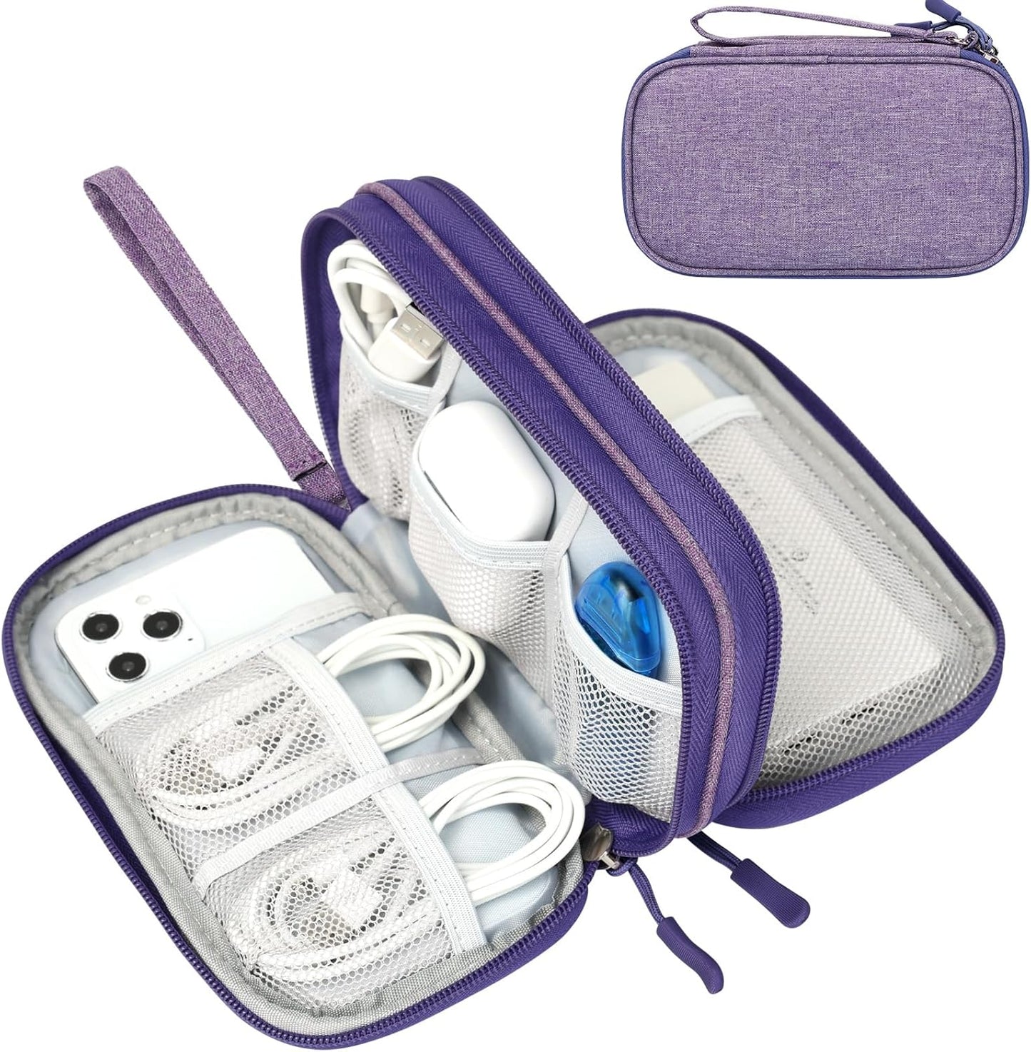 Travel Cable Organizer Pouch Electronic Accessories Carry Case Portable Waterproof Double Layers All-In-One Storage Bag for Cord, Charger, Phone, Earphone Black