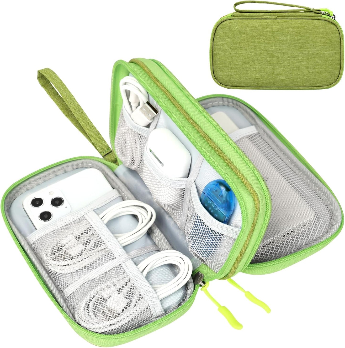 Travel Cable Organizer Pouch Electronic Accessories Carry Case Portable Waterproof Double Layers All-In-One Storage Bag for Cord, Charger, Phone, Earphone Black