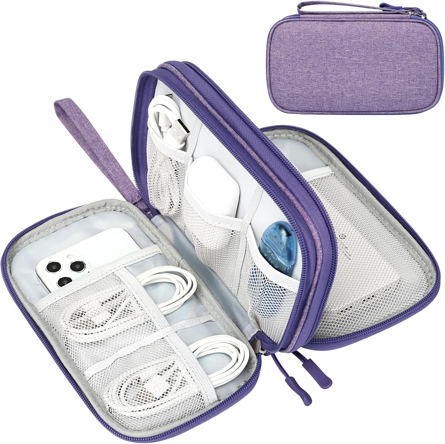 Travel Cable Organizer Pouch Electronic Accessories Carry Case Portable Waterproof Double Layers All-In-One Storage Bag for Cord, Charger, Phone, Earphone Black