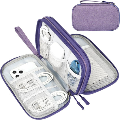 Travel Cable Organizer Pouch Electronic Accessories Carry Case Portable Waterproof Double Layers All-In-One Storage Bag for Cord, Charger, Phone, Earphone Black