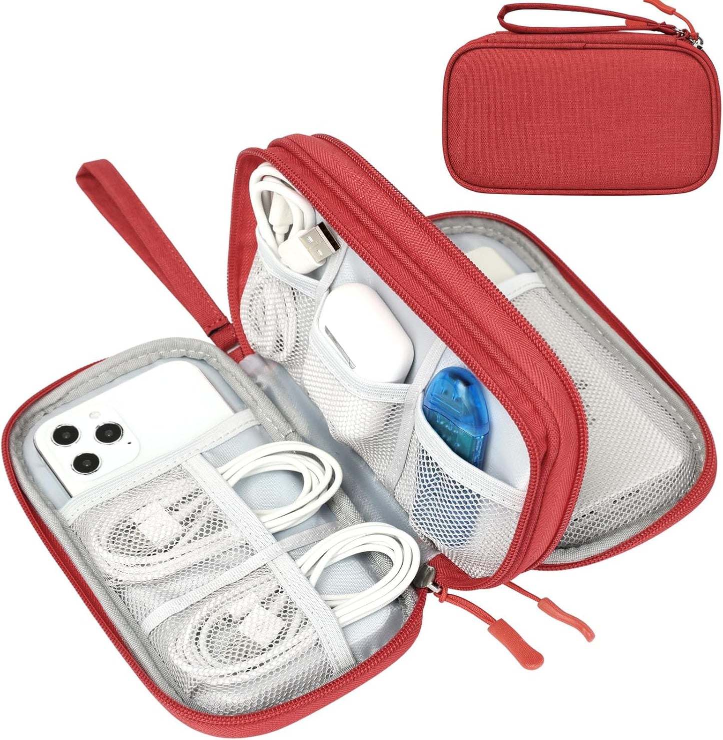 Travel Cable Organizer Pouch Electronic Accessories Carry Case Portable Waterproof Double Layers All-In-One Storage Bag for Cord, Charger, Phone, Earphone Black