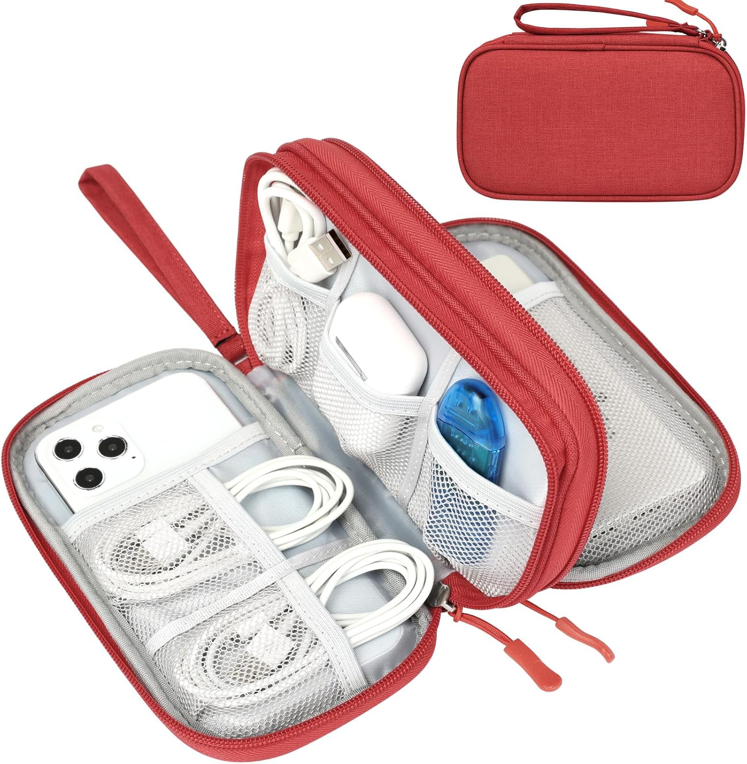 Travel Cable Organizer Pouch Electronic Accessories Carry Case Portable Waterproof Double Layers All-In-One Storage Bag for Cord, Charger, Phone, Earphone Black