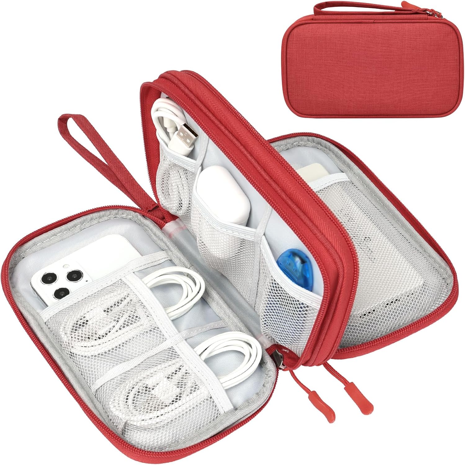 Travel Cable Organizer Pouch Electronic Accessories Carry Case Portable Waterproof Double Layers All-In-One Storage Bag for Cord, Charger, Phone, Earphone Black