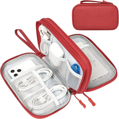 Travel Cable Organizer Pouch Electronic Accessories Carry Case Portable Waterproof Double Layers All-In-One Storage Bag for Cord, Charger, Phone, Earphone Black