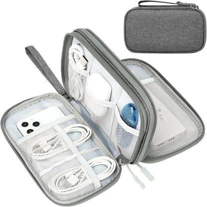 Travel Cable Organizer Pouch Electronic Accessories Carry Case Portable Waterproof Double Layers All-In-One Storage Bag for Cord, Charger, Phone, Earphone Black