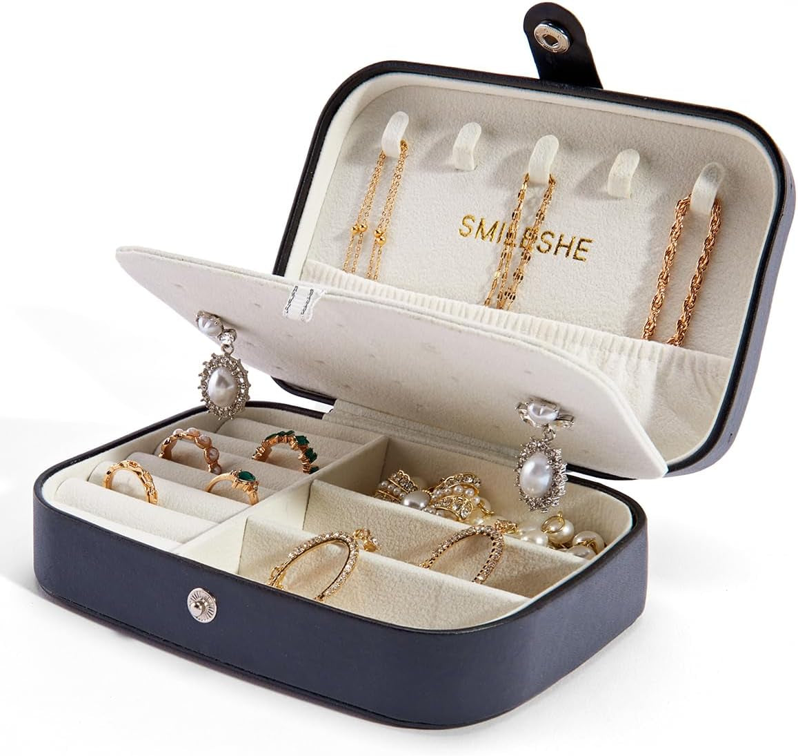 Travel Velvet Jewelry Box with Mirror, Mini Gifts Case for Women Girls, Small Portable Organizer Boxes for Rings Earrings Necklaces Bracelets