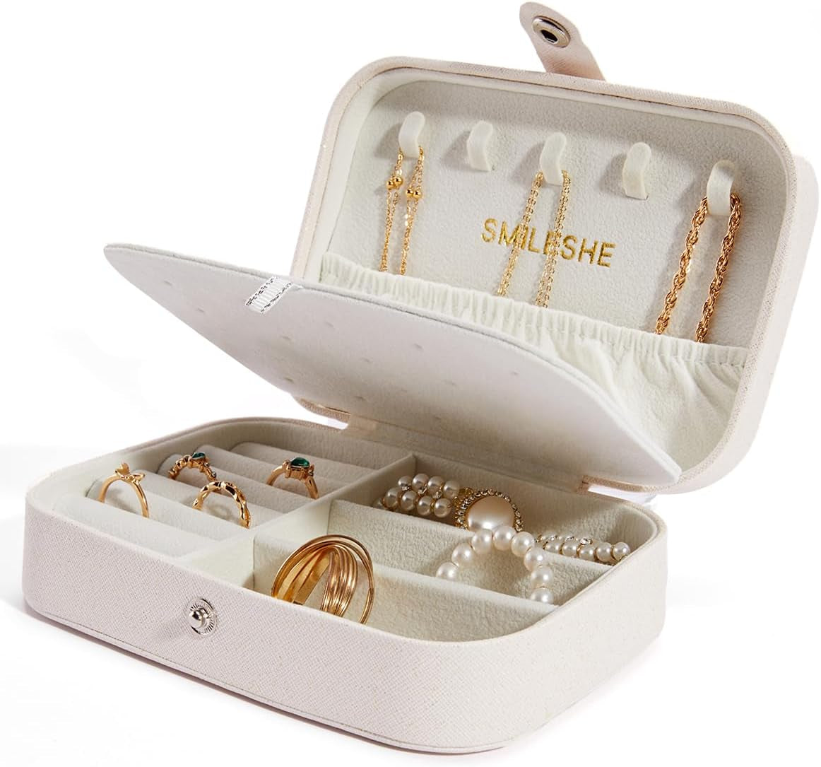 Travel Velvet Jewelry Box with Mirror, Mini Gifts Case for Women Girls, Small Portable Organizer Boxes for Rings Earrings Necklaces Bracelets