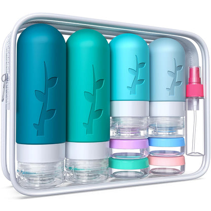 18Pack Travel Bottles for Toiletries,Tsa Approved Silicone Travel Containers for Toiletries,Leak Proof Refillable Liqus Shampoo and Conditioner Travel Essentials Toiletry Bottles
