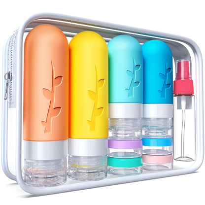 18Pack Travel Bottles for Toiletries,Tsa Approved Silicone Travel Containers for Toiletries,Leak Proof Refillable Liqus Shampoo and Conditioner Travel Essentials Toiletry Bottles