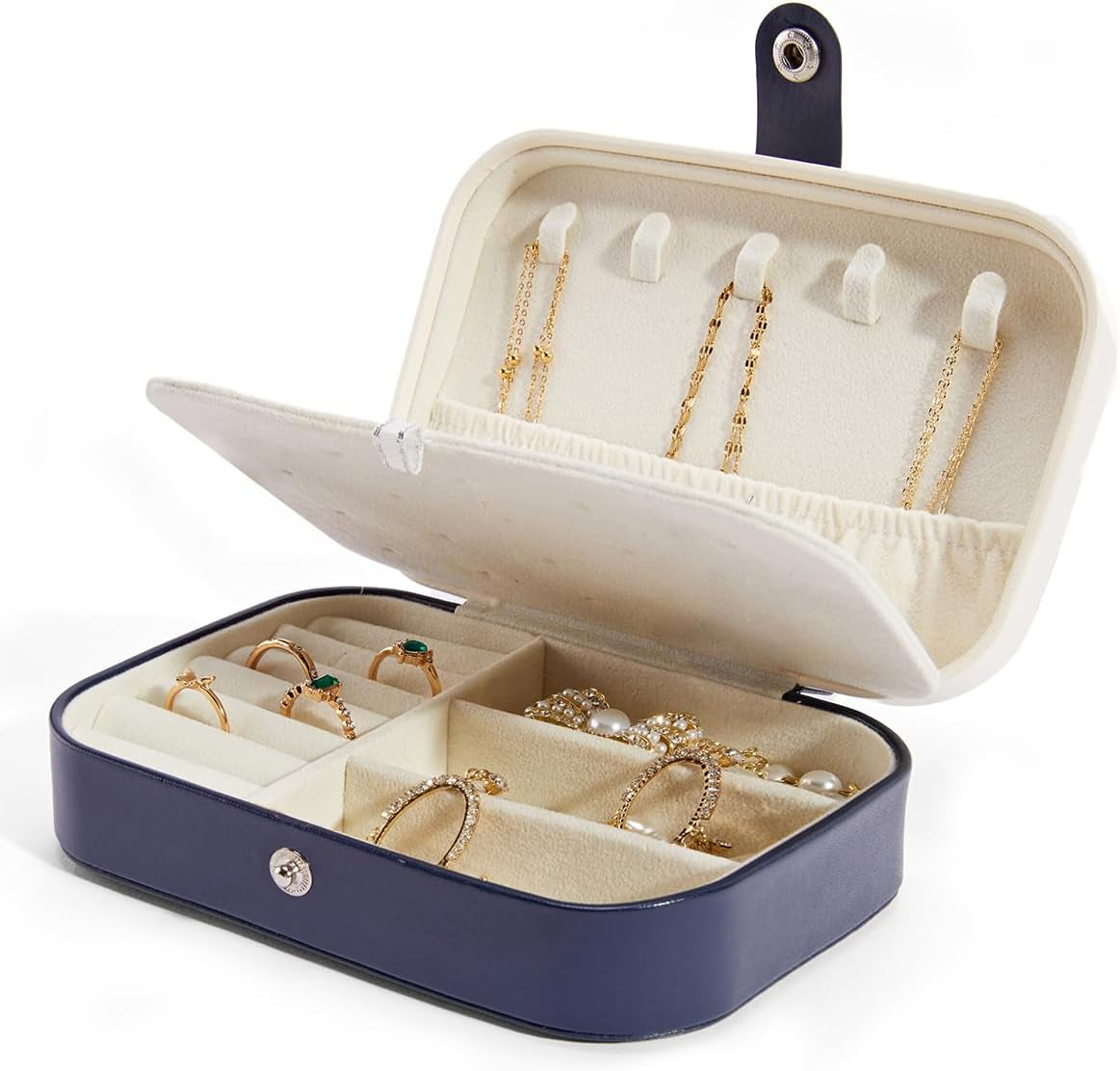 Travel Velvet Jewelry Box with Mirror, Mini Gifts Case for Women Girls, Small Portable Organizer Boxes for Rings Earrings Necklaces Bracelets