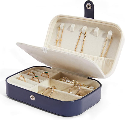 Travel Velvet Jewelry Box with Mirror, Mini Gifts Case for Women Girls, Small Portable Organizer Boxes for Rings Earrings Necklaces Bracelets