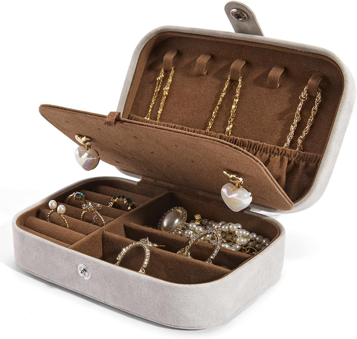 Travel Velvet Jewelry Box with Mirror, Mini Gifts Case for Women Girls, Small Portable Organizer Boxes for Rings Earrings Necklaces Bracelets